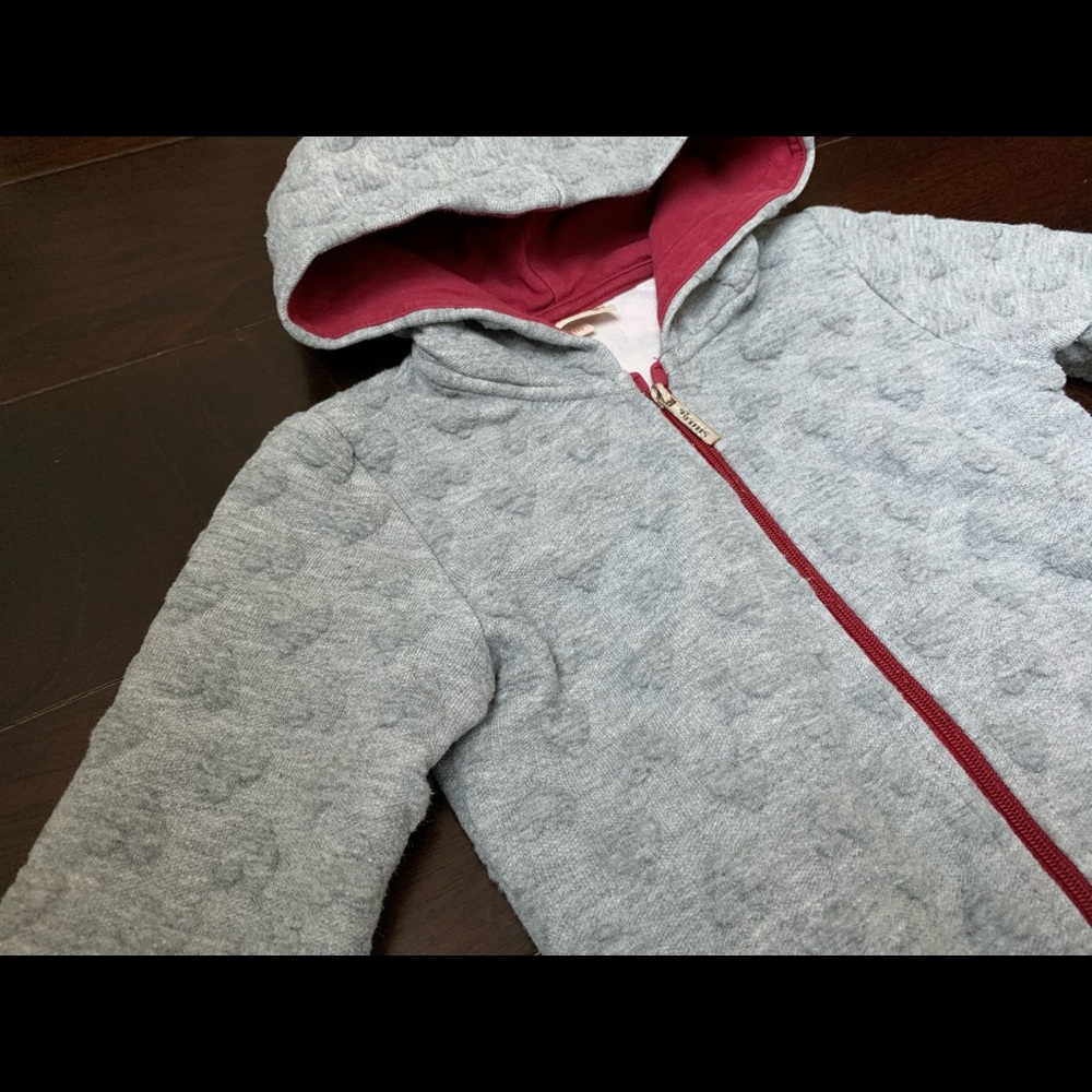 Brums 3D heart print zipper hooded jacket, 18 mo